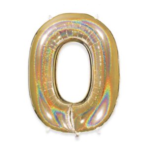 ART. P338 PALLONCINO MYLAR NUMERO 0  ORO GLITTER 102CM 40" PER PARTY, FESTA, COMPLEANNO