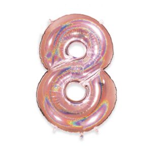 ART. P366  PALLONCINO MYLAR NUMERO 8  ROSE GOLD GLITTER 102CM 40"