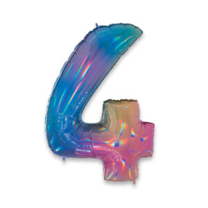 ART. P372 PALLONCINO MYLAR NUMERO 4 RAINBOW 102CM 40" PER PARTY, FESTA, COMPLEANNO