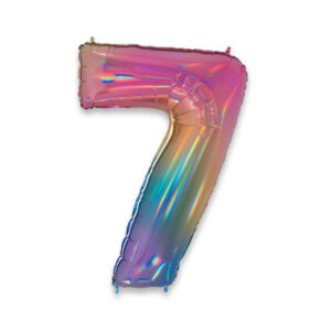 ART. P375 PALLONCINO MYLAR NUMERO 7 RAINBOW 102CM 40" PER PARTY, FESTA, COMPLEANNO