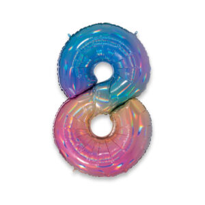 ART. P376 PALLONCINO MYLAR NUMERO 8 RAINBOW 102CM 40" PER PARTY, FESTA, COMPLEANNO