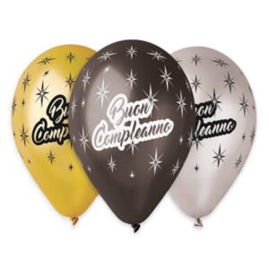 ART. P381 SET 50 PALLONCINI BUON COMPLEANNO PRESTIGE 30 CM  12" PER PARTY, FESTA, COMPLEANNO