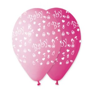ART. P388 SET 100 PALLONCINI BABY GIRL ROSA 30 CM 12" PER PARTY, FESTA, COMPLEANNO