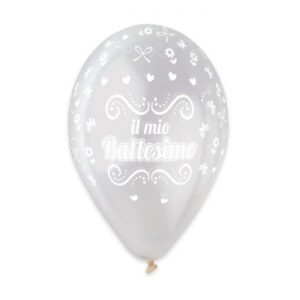 ART. P390 SET 50 PALLONCINI BATTESIMO CRYSTAL 30 CM 12" PER PARTY, FESTA, BATTESIMO