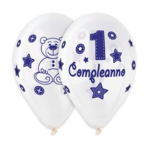 ART. P392 SET 50 PALLONCINI 1° COMPLEANNO CELESTE 30 CM 12" PER PARTY, FESTA, COMPLEANNO
