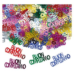 ART. P453 CORIANDOLI IN PLASTICA 15 GR BUON COMPLEANNO PER PARTY, FESTA, COMPLEANNO