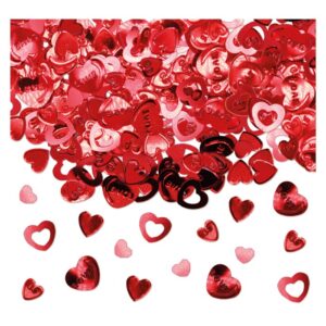 ART. P458 CORIANDOLI IN PLASTICA 15 GR CUORI ROSSI PER PARTY, FESTA, COMPLEANNO