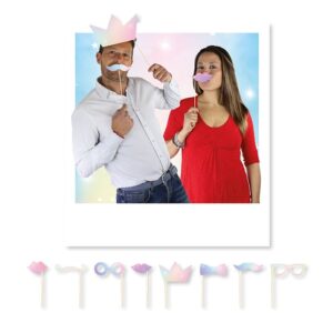 ART. P472 MAXI PHOTO BOOTH IRIDESCENTE 8 PEZZI - 20 CM PER PARTY, FESTA, COMPLEANNO