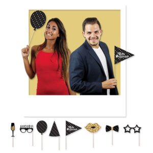 ART. P473 MAXI PHOTO BOOTH BUON COMPLEANNO PRESTIGE 8 PEZZI - 20 CM PER PARTY, FESTA, COMPLEANNO