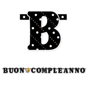 ART. P477 FESTONE SCRITTA BUON COMPLEANNO PRESTIGE 215 X 15 CM PER PARTY, FESTA, COMPLEANNO