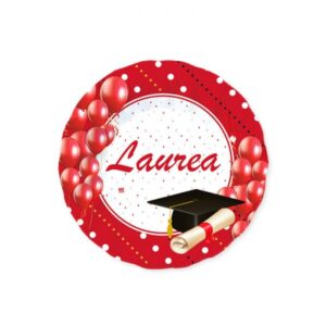ART. P185 SET 8 PIATTI LAUREA PRESTIGE DIAMETRO 20 CM PER PARTY, FESTA, LAUREA