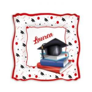 ART. P188 SET 8 PIATTI LA MIA LAUREA 24 X 24 CM PER PARTY, FESTA, LAUREA