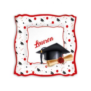 ART. P189 SET 8 PIATTI LA MIA LAUREA 19 X 19 CM PER PARTY, FESTA, COMPLEANNO