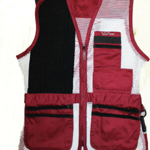 ART. 0303ROS GILET SPORTING COTONE/ RETE + PELLE, ROSSO PER TIRO