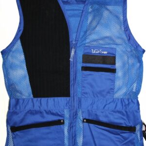 ART. 0303AZ GILET TIRO COTONE/ RETE E PELLE, AZZURRO, PER TIRO