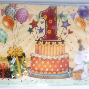 BIGLIETTO HALLMARK 1° COMPLEANNO GIALLO, BAMBINO, BAMBINA