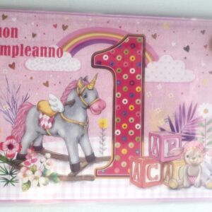 BIGLIETTO HALLMARK 1° COMPLEANNO ROSA