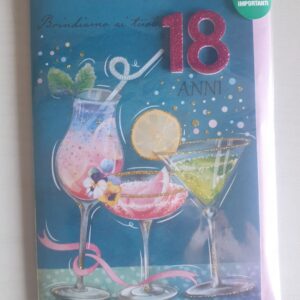 BIGLIETTO HALLMARK COMPLEANNO 18 ANNI RAGAZZA GLITTER