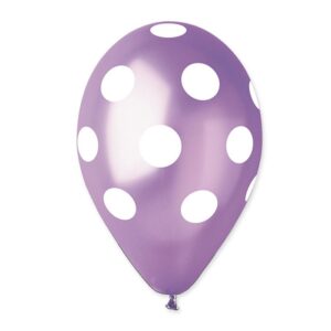 ART. P514 SET 100 PALLONCINI ALL AROUND 12" CM. 30 POIS GLICINE, PER PARTY, FESTA, COMPLEANNO