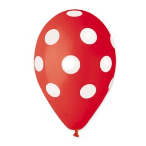ART. P515 SET 100 PALLONCINI ALL AROUND 12" CM. 30 POIS ROSSO PER PARTY, FESTA, COMPLEANNO