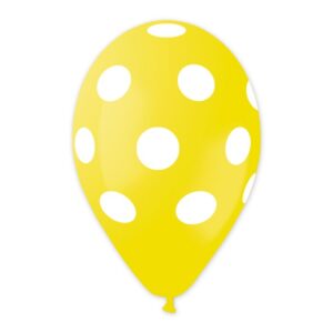 ART. P516 SET 100 PALLONCINI ALL AROUND 12" CM. 30 POIS GIALLO, PER PARTY, FESTA, COMPLEANNO