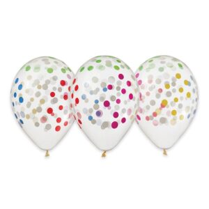 ART. P518 SET 50 PALLONCINI ALL AROUND 13" CM. 33 CONFETTI ASS. CRYSTAL PER PARTY, FESTA, COMPLEANNO
