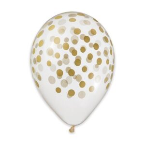 ART. P521 SET 50 PALLONCINI ALL AROUND 13" CM. 33 CONFETTI ORO CRYSTAL PER PARTY, FESTA,COMPLEANNO