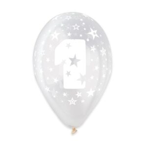 ART. P522 SET 50 PALLONCINI ALL AROUND 12" CM. 30 PRIMO COMPLEANNO CRYSTAL PER PARTY, FESTA, COMPLENNO