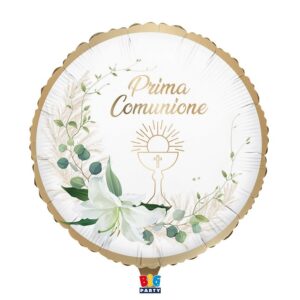 ART. P531 PALLONCINO MYLAR CM. 45 PRIMA COMUNIONE LILY 18" PER PARTY, FESTA, COMPLEANNI