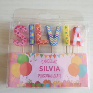 CANDELINE DI COMPLEANNO PERSONALIZZATE CON NOME "SILVIA" PER FESTE, COMPLEANNI, PARTY ED OCCASIONI SPECIALI