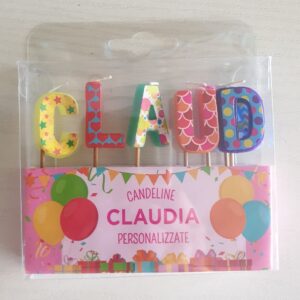 CANDELINE DI COMPLEANNO PERSONALIZZATE CON NOME "CLAUDIA" PER FESTE, COMPLEANNI, PARTY ED OCCASIONI SPECIALI