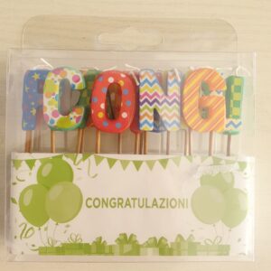 CANDELINE CON SCRITTA "CONGRATULAZIONI" PER LAUREA, FESTA, PARTY