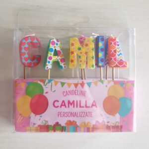 CANDELINE DI COMPLEANNO PERSONALIZZATE CON NOME "CAMILLA" PER FESTE, COMPLEANNI, PARTY ED OCCASIONI SPECIALI