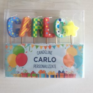 CANDELINE DI COMPLEANNO PERSONALIZZATE CON NOME "CARLO" PER FESTE, COMPLEANNI, PARTY ED OCCASIONI SPECIALI