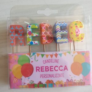 CANDELINE DI COMPLEANNO PERSONALIZZATE CON NOME "REBECCA" PER FESTE, COMPLEANNI, PARTY ED OCCASIONI SPECIALI