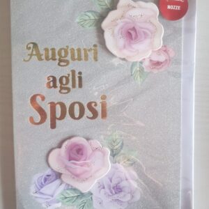 BIGLIETTO HALLMARLK MATRIMONIO "AUGURI AGLI SPOSI" CON ROSE