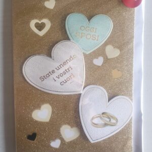 BIGLIETTO HALLMARK MATRIMONIO "OGGI SPOSI, STATE UNENDO I VOSTRI CUORI E LE VOSTRE VITE.." COLORE ORO