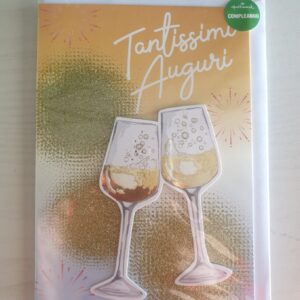 BIGLIETTO HALLMARK COMPLEANNO TANTISSIMI AUGURI CON BICCHIERI