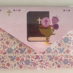 BIGLIETTO PORTA SOLDI HALLMARK PRIMA COMUNIONE ROSA