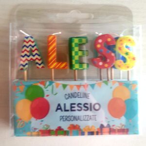 CANDELINE DI COMPLEANNO PERSONALIZZATE CON NOME "ALESSIO" PER FESTE, COMPLEANNI, PARTY ED OCCASIONI SPCIALI