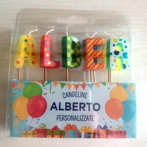 CANDELINE DI COMPLEANNO PERSONALIZZATE CON NOME "ALBERTO" PER FESTE, COMPLEANNI, PARTY ED OCCASIONI SPECIALI