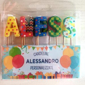 CANDELINE DI COMPLEANNO PERSONALIZZATE CON NOME "ALESSANDRO" PER FESTE, COMPLEANNI, PARTY ED OCCASIONI SPECIALI