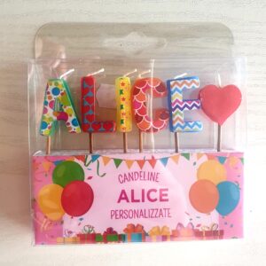 CANDELINE DI COMPLEANNO PERSONALIZZATE CON NOME "ALICE" PER FESTE, COMPLEANNI, PARTY ED OCCASIONI SPECIALI
