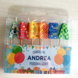 CANDELINE DI COMPLEANNO PERSONALIZZATE CON NOME "ANDREA" PER FESTE, COMPLEANNI, PARTY ED OCCASIONI SPECIALI