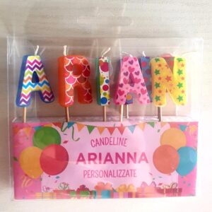 CANDELINE DI COMPLEANNO PERSONALIZZATE CON NOME "ARIANNA" PER FESTE, COMPLEANNI, PARTY ED OCCASIONI SPECIALI