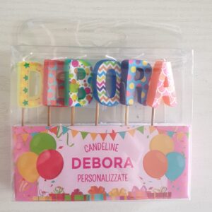 CANDELINE DI COMPLEANNO PERSONALIZZATE CON NOME "DEBORA" PER FESTE, COMPLEANNI, PARTY ED OCCASIONI SPECIALI