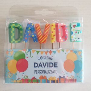 CANDELINE DI COMPLEANNO PERSONALIZZATE CON NOME "DAVIDE" PER FESTE, COMPLEANNI, PARTY ED OCCASIONI SPECIALI