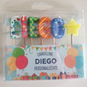 CANDELINE DI COMPLEANNO PERSONALIZZATE CON NOME "DIEGO" PER FESTE, COMPLEANNI, PARTY ED OCCASIONI SPECIALI