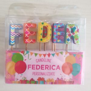 CANDELINE DI COMPLEANNO PERSONALIZZATE CON NOME "FEDERICA" PER FESTE, COMPLEANNI, PARTY ED OCCASIONI SPECIALI