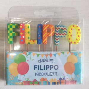 CANDELINE DI COMPLEANNO PERSONALIZZATE CON NOME "FILIPPO" PER FESTE, COMPLEANNI, PARTY ED OCCASIONI SPECIALI